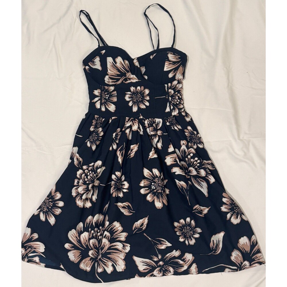 Band of Gypsies Black Floral Dress XS Strappy Sweetheart Smocked Sundress